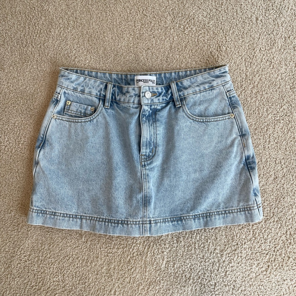 Princess Polly Light Blue Denim Mini Skort